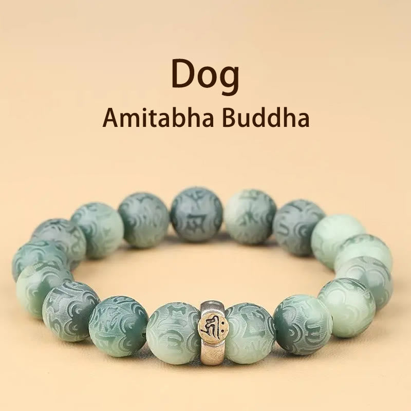 12mm Bodhi Seed Chinesisches Sternzeichen Weisheitsarmband Om Mani Padme Hum