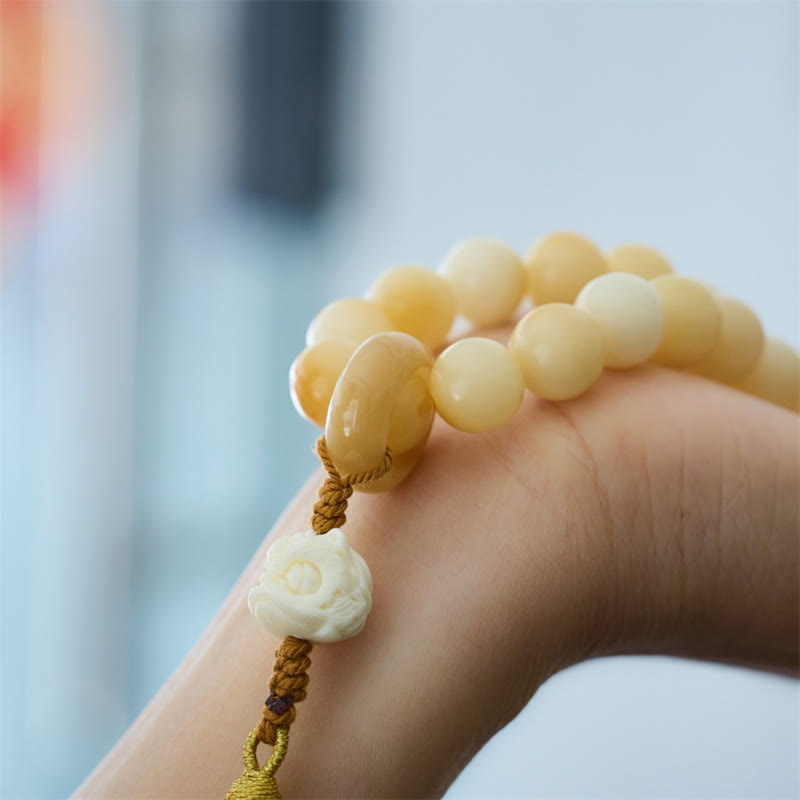 12 mm Bodhi Seed Handgelenk-Mala mit tanzendem Löwen-Anhänger für Harmonie