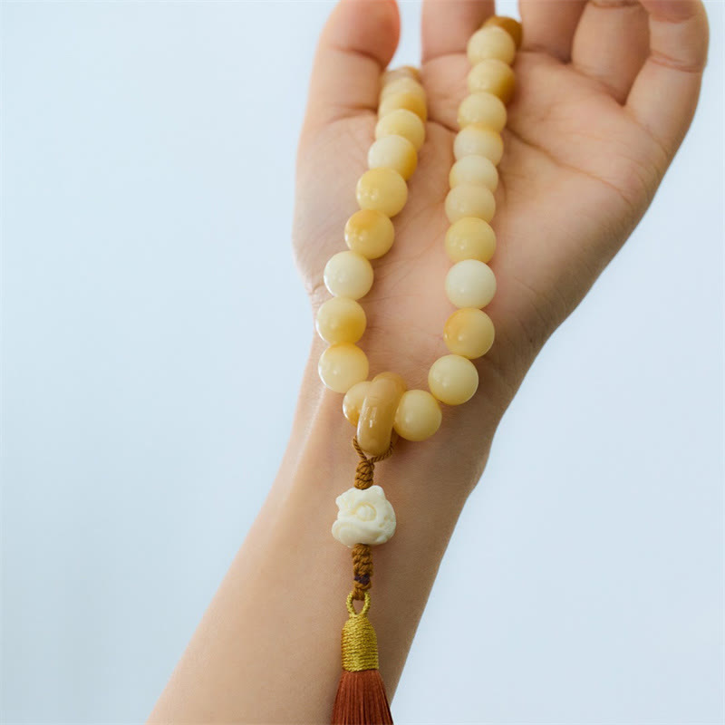 12 mm Bodhi Seed Handgelenk-Mala mit tanzendem Löwen-Anhänger für Harmonie
