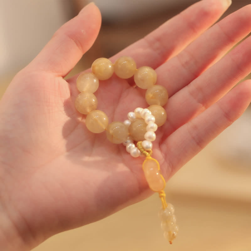 12 mm Citrin-Armband mit Peace-Schnalle für Wohlstand