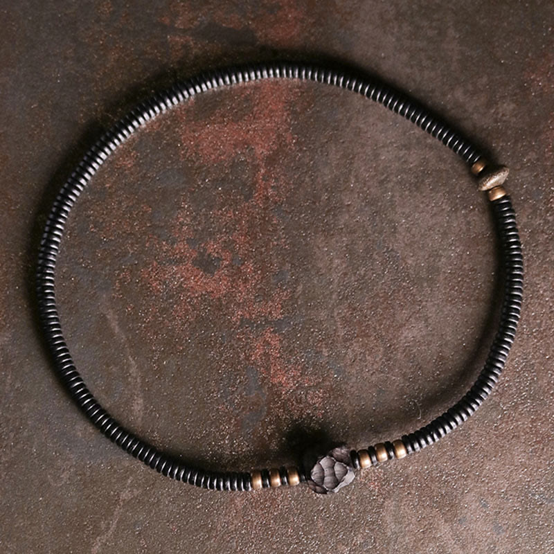 12 mm Ebenholz-Messing-Peace-Doppelwickelarmband