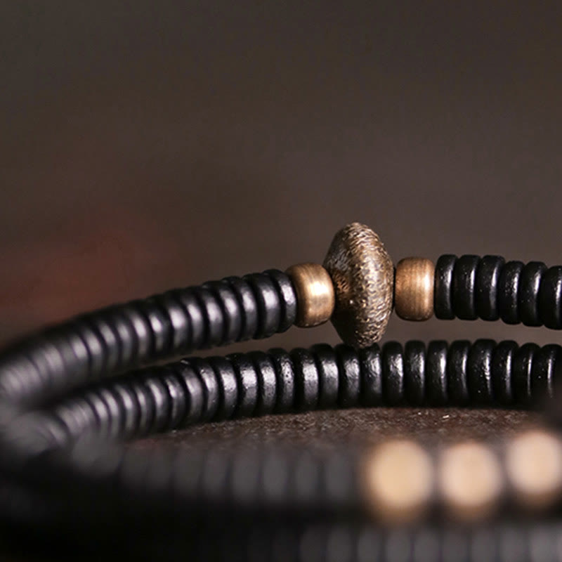 12 mm Ebenholz-Messing-Peace-Doppelwickelarmband