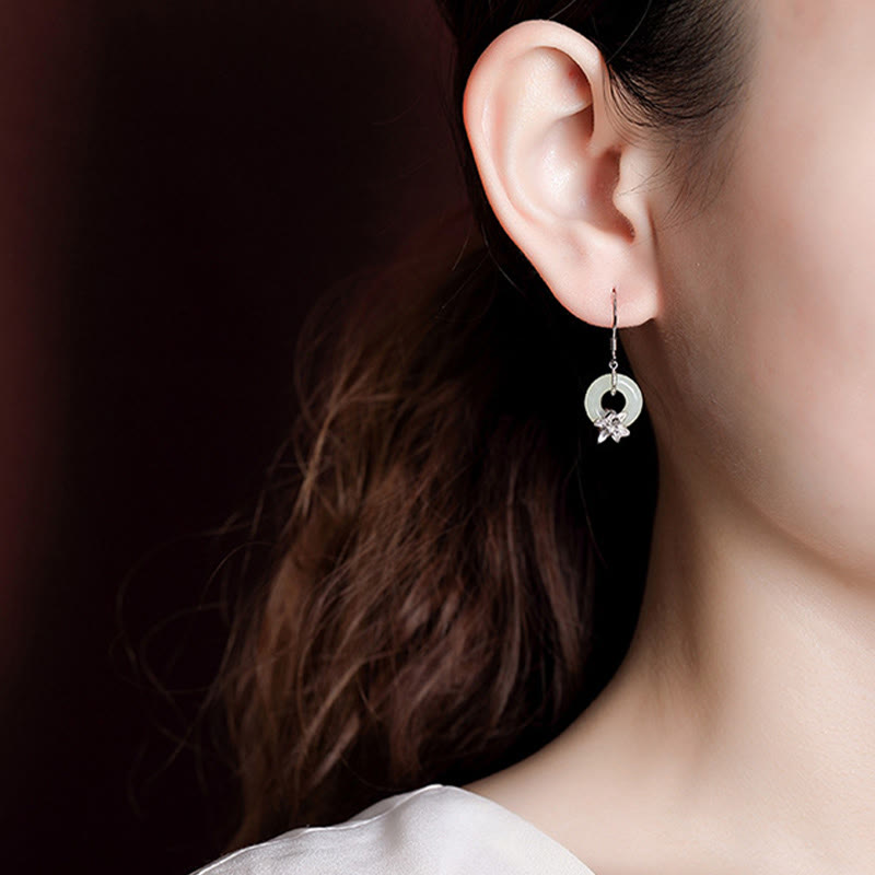 12 mm Hetian Jade Peace Buckle Orchidee Jade Ohrringe