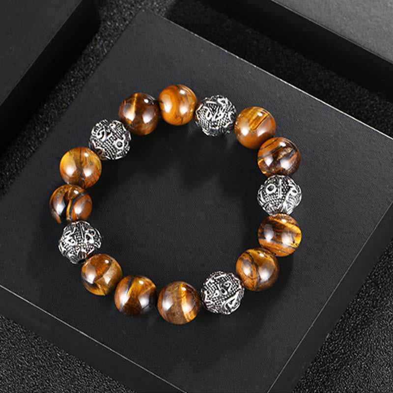 12 mm Herren-Armband aus Lavastein „Om Mani Padme Hum“ zum Schutz