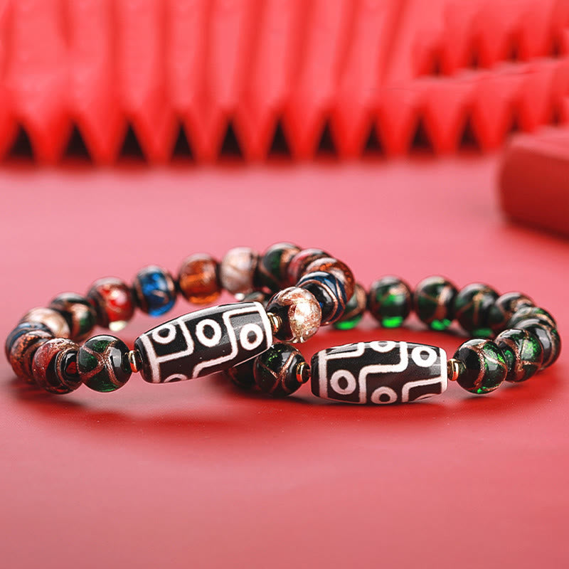 12 mm Neun-Augen-Dzi-Perlenarmband mit spirituellem Reichtum