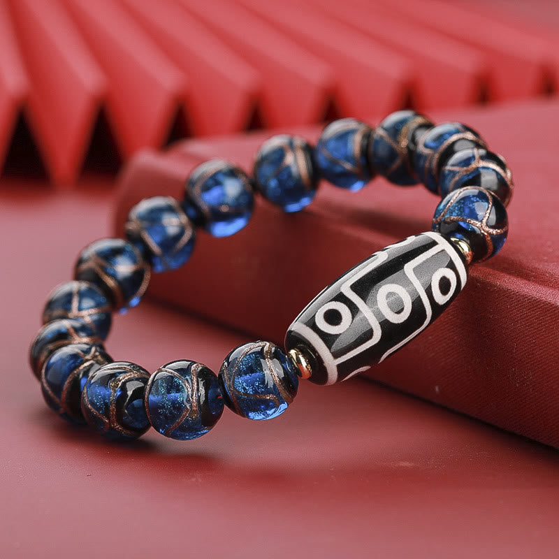 12 mm Neun-Augen-Dzi-Perlenarmband mit spirituellem Reichtum