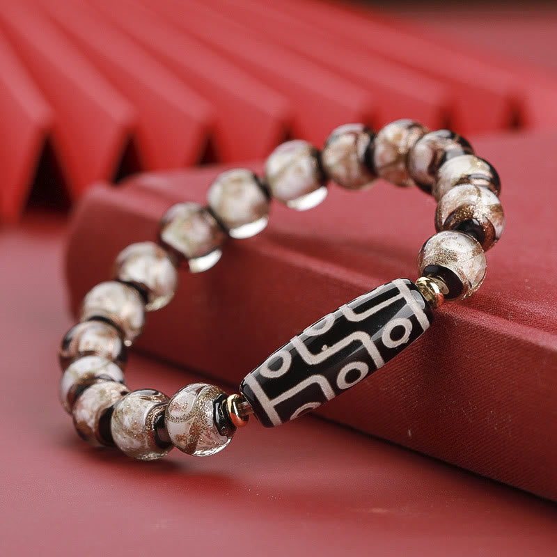12 mm Neun-Augen-Dzi-Perlenarmband mit spirituellem Reichtum