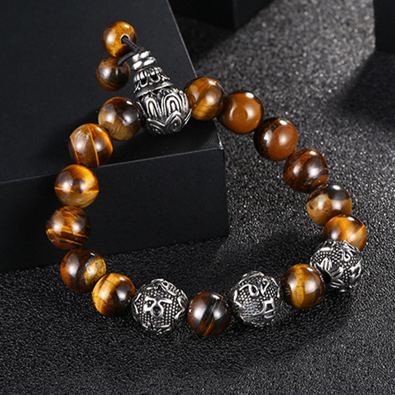 12 mm Tigerauge-Schutzarmband für Herren mit Titanstahl