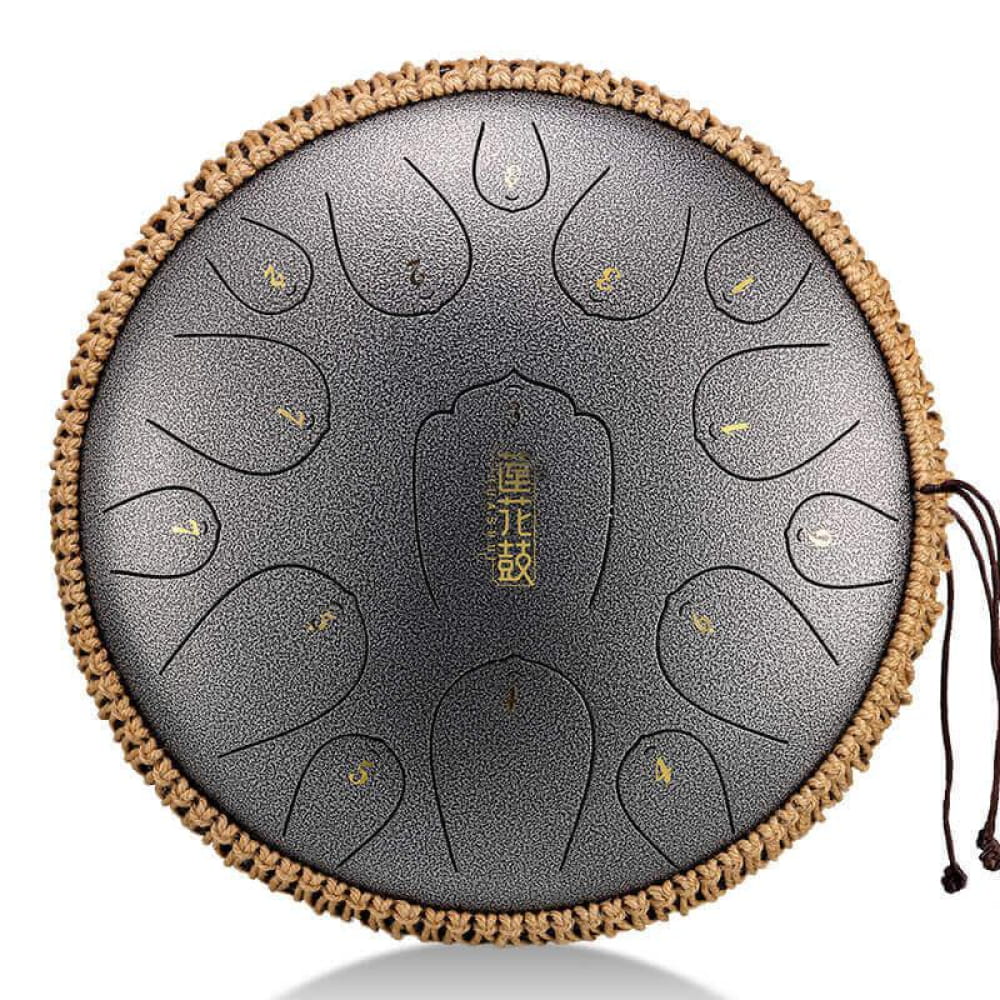 13-Inch Carbon Steel Tongue Drum 15 Notes in D Key - 13 Inches/15 Notes (D Major) / Silver / Silver