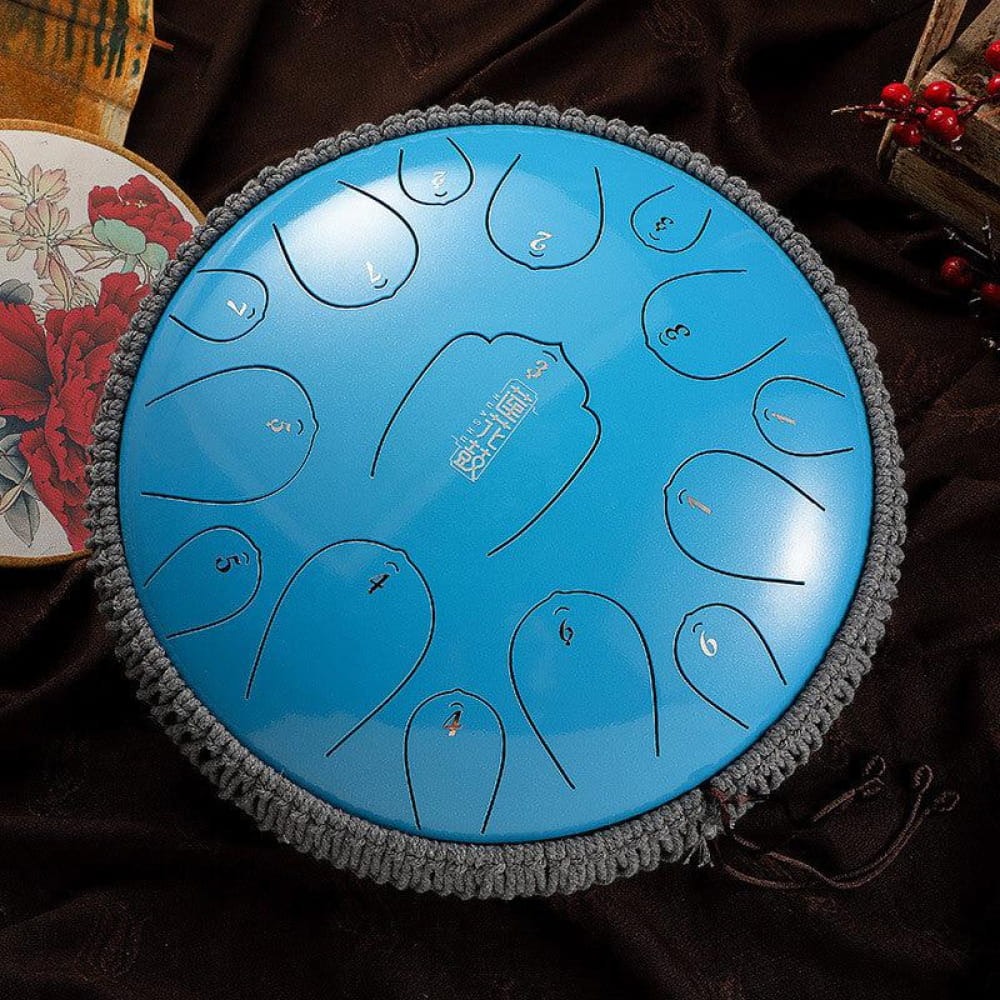 13-Inch Carbon Steel Tongue Drum 15 Notes in D Key - Steel Tongue Drum - On sale