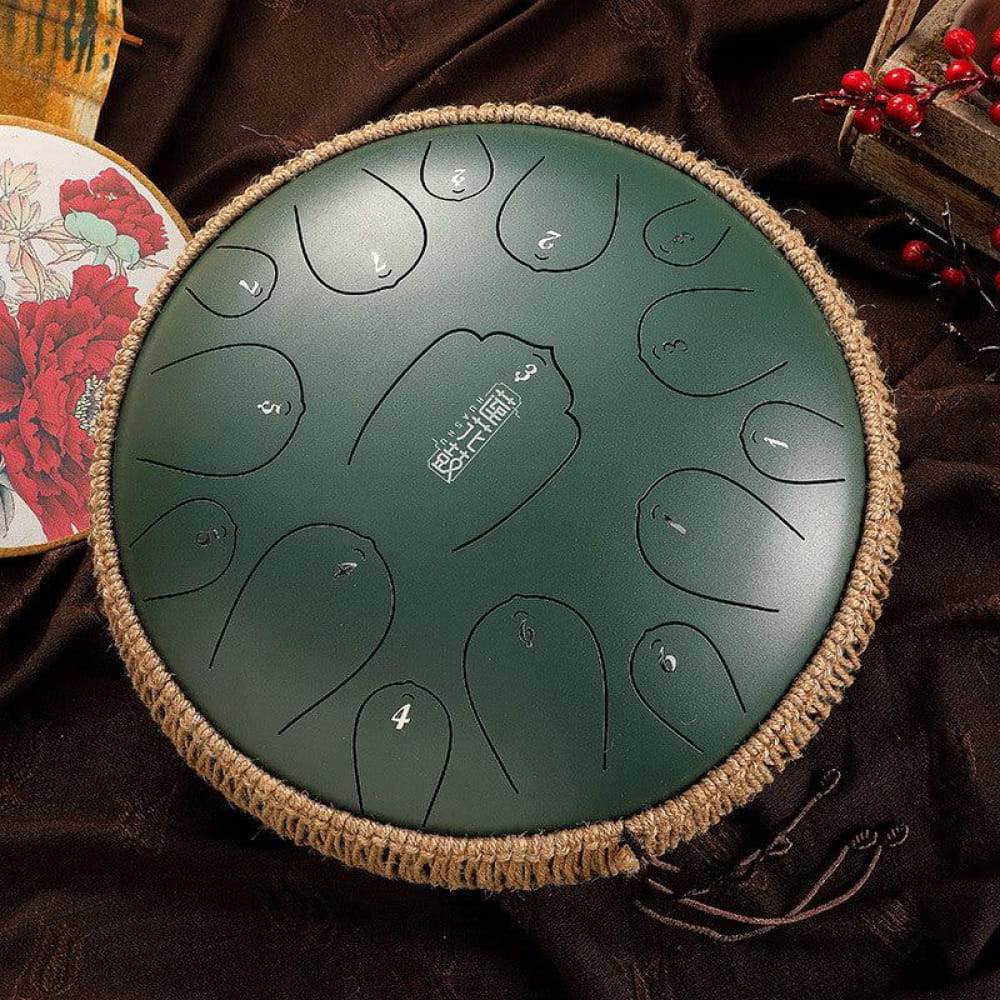 13-Inch Carbon Steel Tongue Drum 15 Notes in D Key - Steel Tongue Drum - On sale