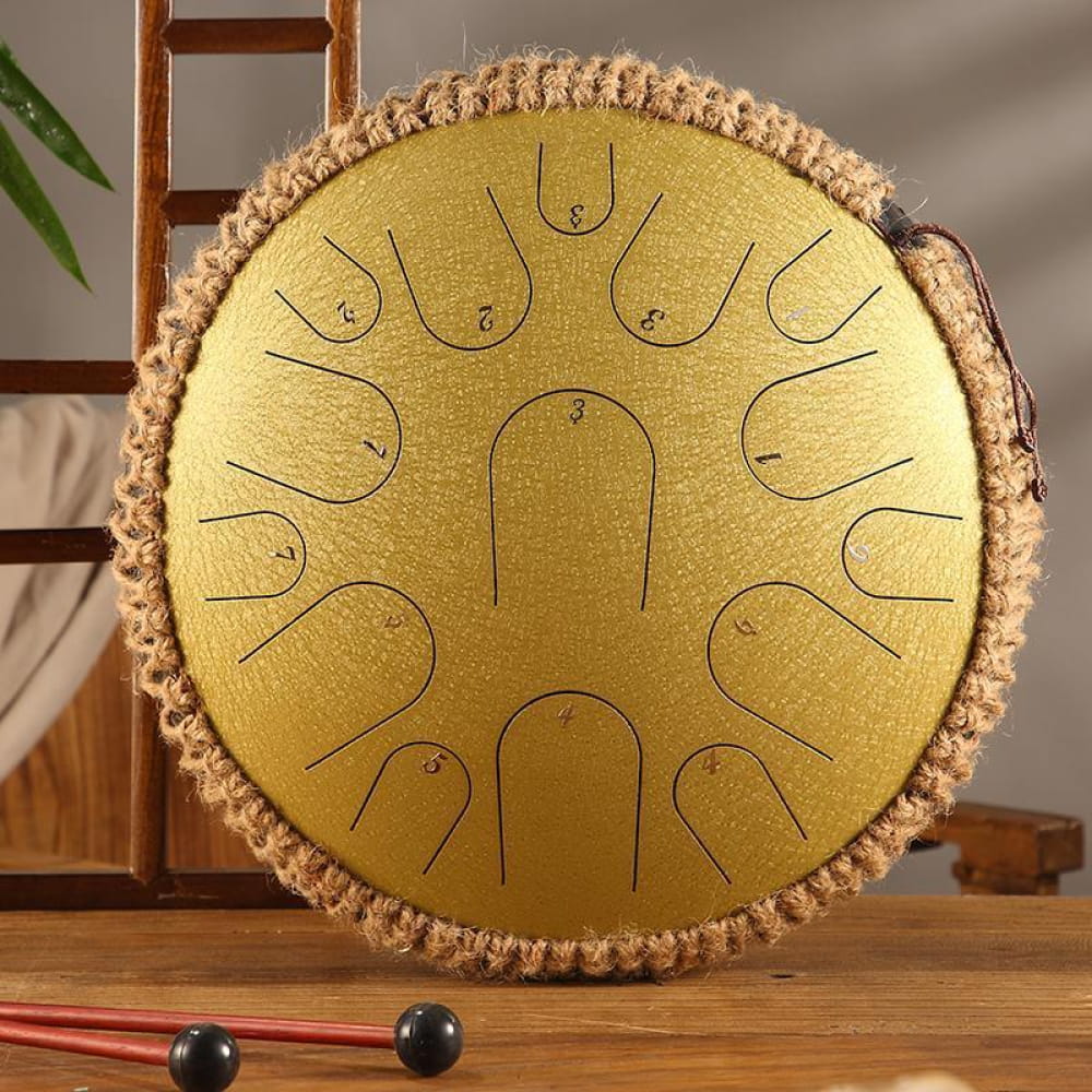 13-Inch Titanium Steel Tongue Drum 15 Notes in C & D Major - 13 Inches/15 Notes (C Major) / Gilt