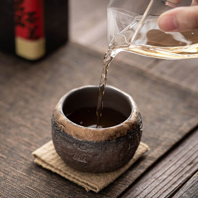 130 ml Keramik-Kung-Fu-Teetasse mit Herz-Sutra-Gravur