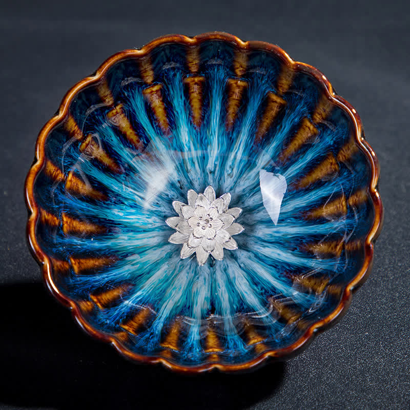 130 ml Lotusdrachen-Teetasse aus Keramik mit glückverheißender Intarsienkunst