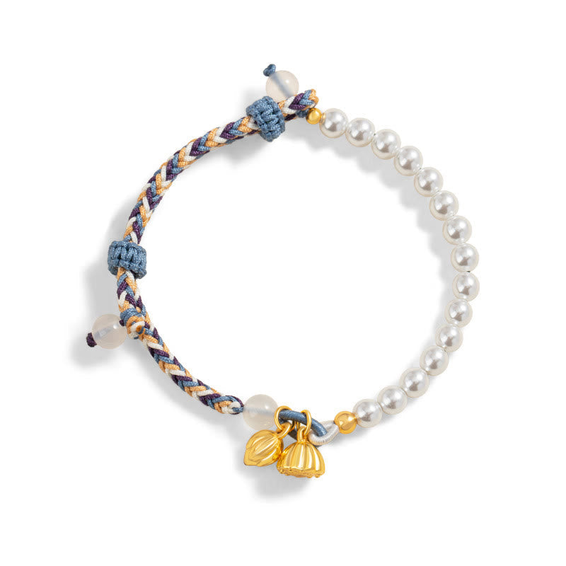 925 Sterling Silver Lotus Pearl Bracelet with Chalcedony | Prosperity