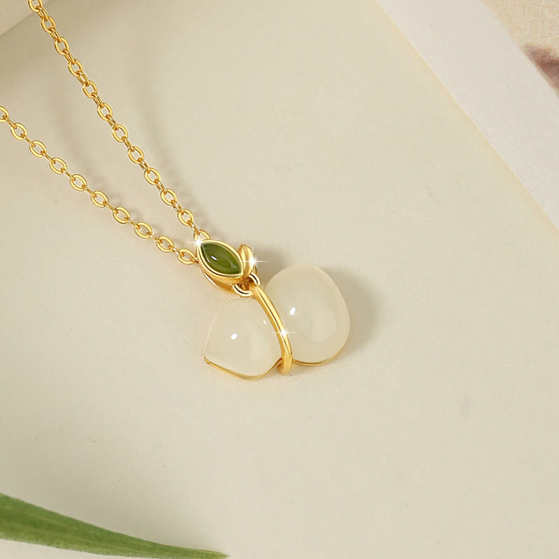 Sterling Silver Hetian Jade Gourd Necklace for Abundance