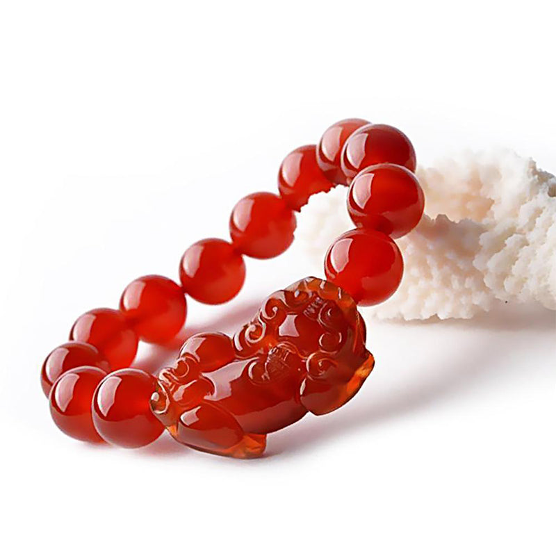 Red Agate Pixiu Lucky Bracelet 10mm - Wealth & Luck