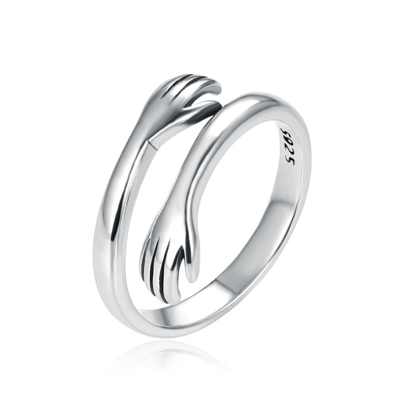 925 Sterling Silver Love Hug Thumb Ring | Spiritual Protection