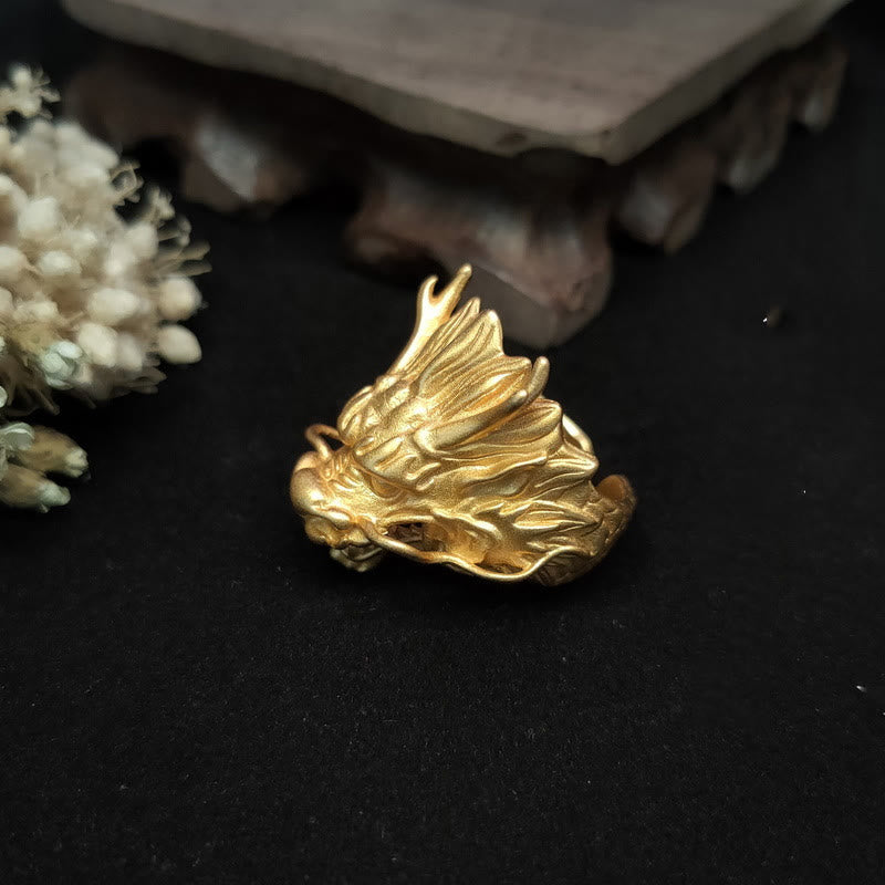 Adjustable Golden Dragon Luck Protection Ring