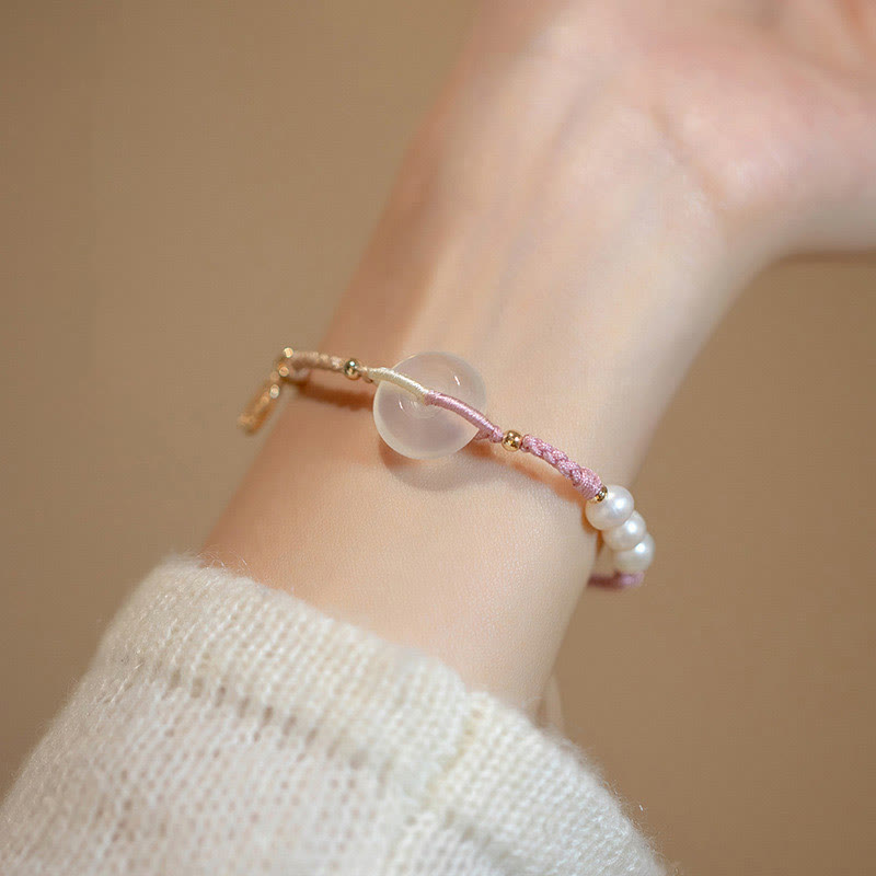 13 mm Chalcedon-Armband mit Peace-Schnalle für Harmonie