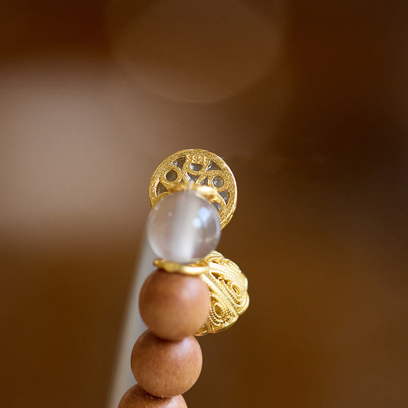 14–16 cm grauer Achat, Sandelholz, Chalcedon, Manschettenarmband für Ruhe