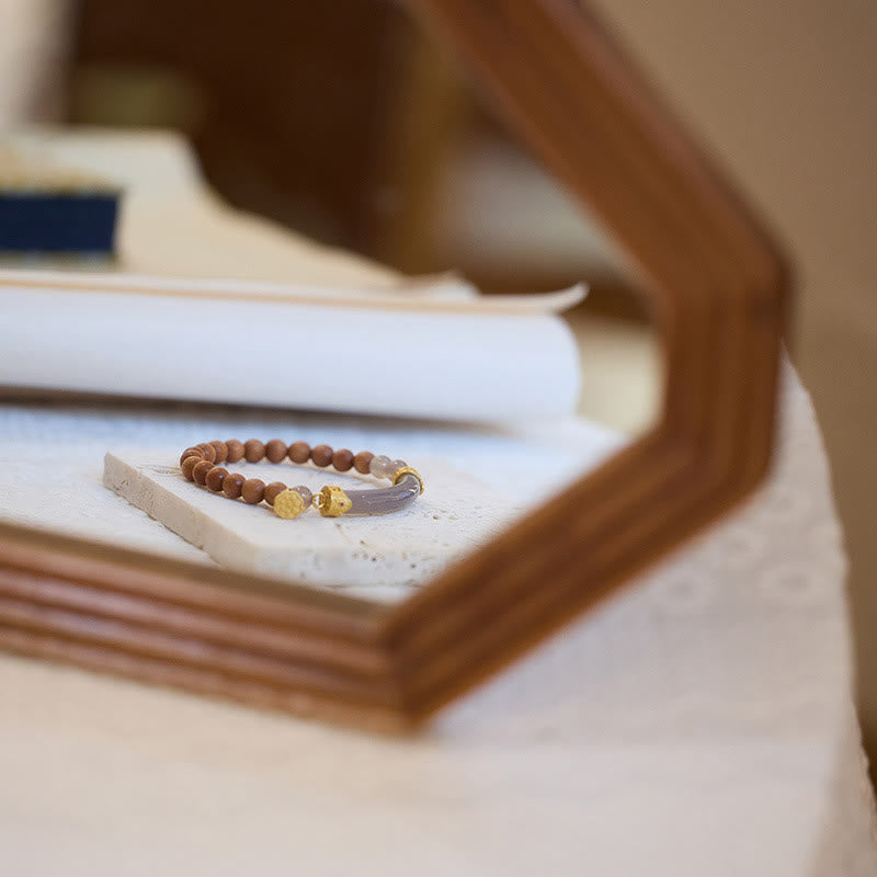 14–16 cm grauer Achat, Sandelholz, Chalcedon, Manschettenarmband für Ruhe