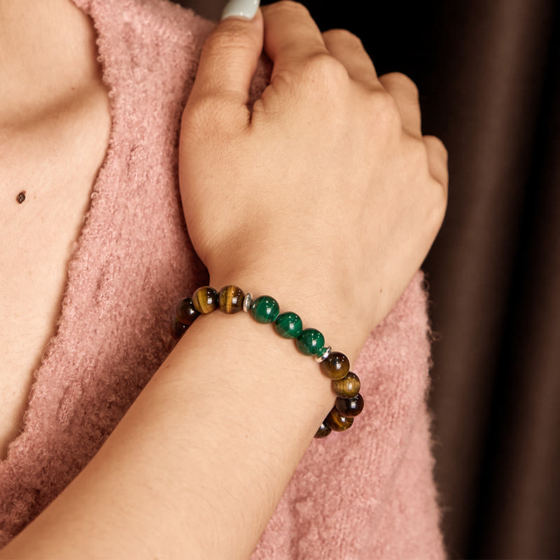 14–16 cm großes Mutarmband aus grünem Tigerauge für Stärke und Selbstvertrauen