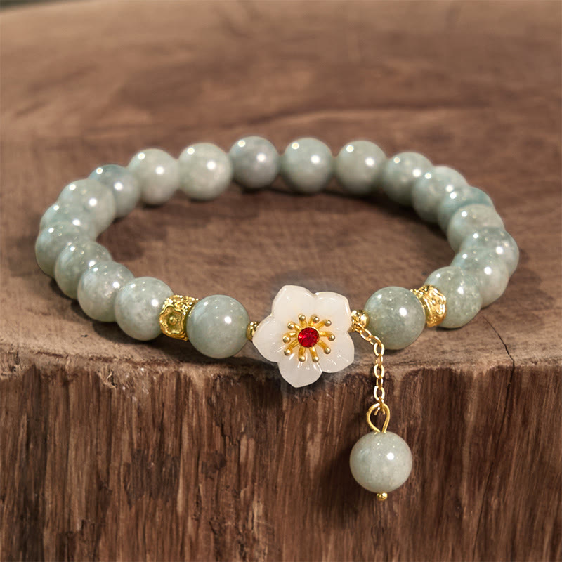 14–16 cm großes Jade-Armband mit Blumenmotiv für Wohlstand