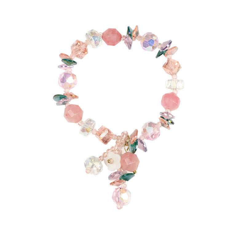 14–16 cm großes Heilarmband mit rosa, grün und weißem Kristall