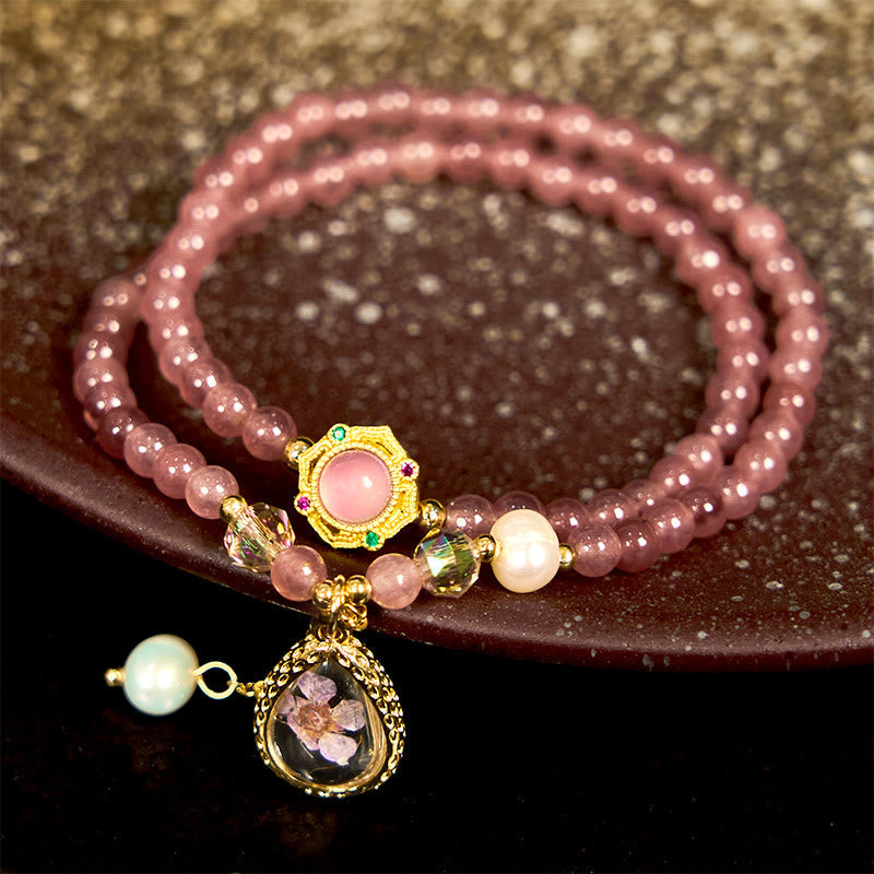 14–16 cm großes Erdbeerquarz-Doppelwickelarmband