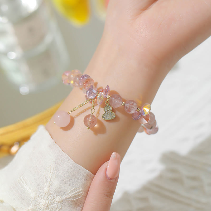 14–16 cm Erdbeerquarz-Armband mit positiver Energie