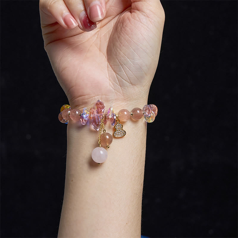 14–16 cm Erdbeerquarz-Armband mit positiver Energie