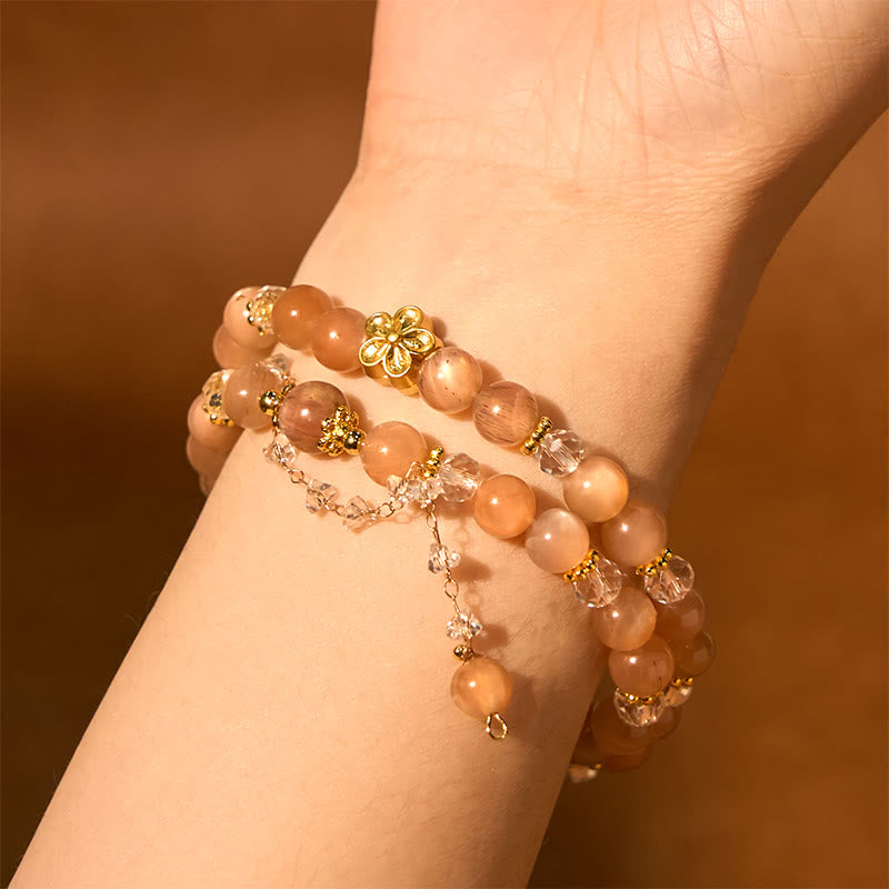 14–16 cm großes spirituelles Armband mit Sonnenstein-Kristall und doppelter Wicklung