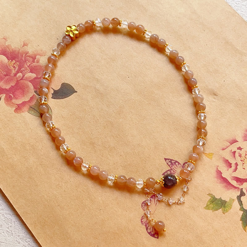 14–16 cm großes spirituelles Armband mit Sonnenstein-Kristall und doppelter Wicklung