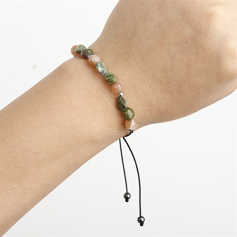 14–24 cm großes Armband aus Rhyolith-Sonnenstein mit positiver Energie