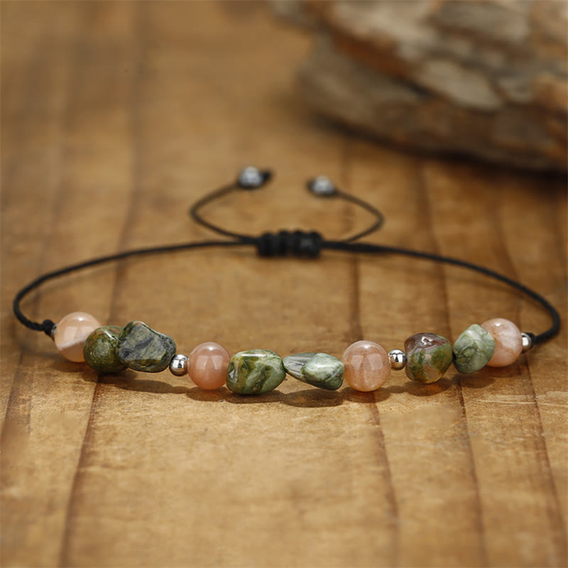 14–24 cm großes Armband aus Rhyolith-Sonnenstein mit positiver Energie