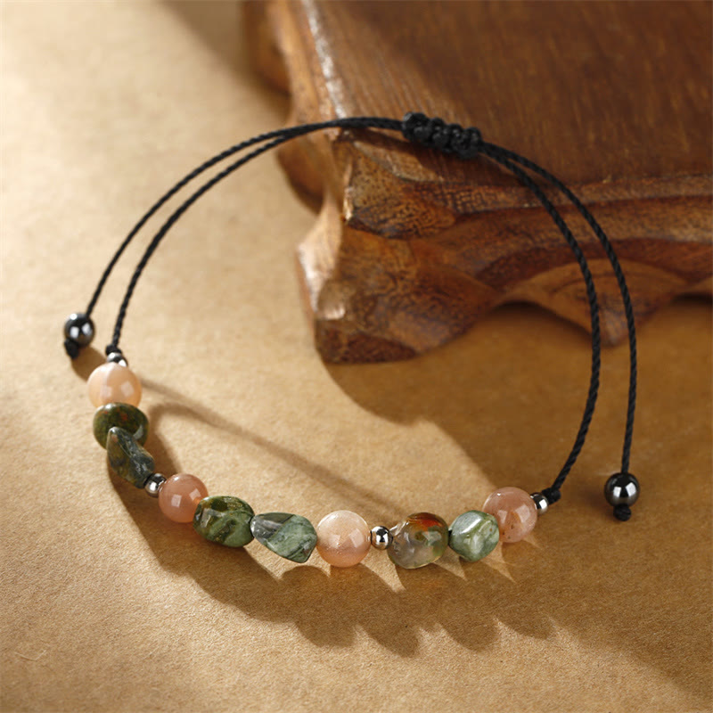 14–24 cm großes Armband aus Rhyolith-Sonnenstein mit positiver Energie