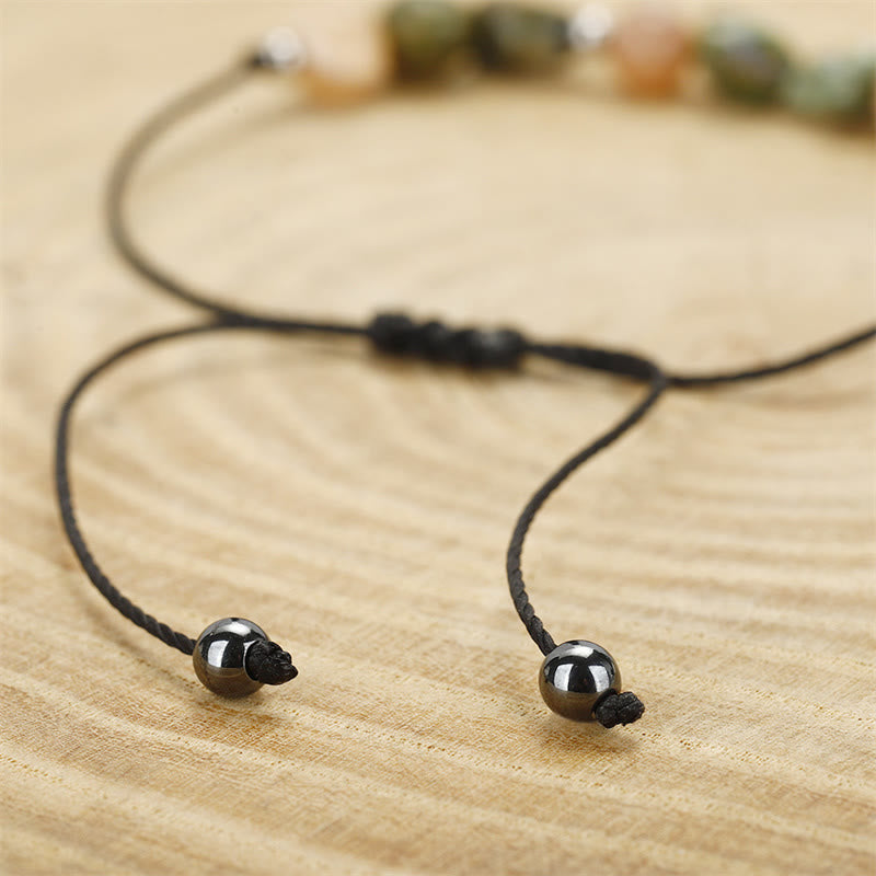 14–24 cm großes Armband aus Rhyolith-Sonnenstein mit positiver Energie