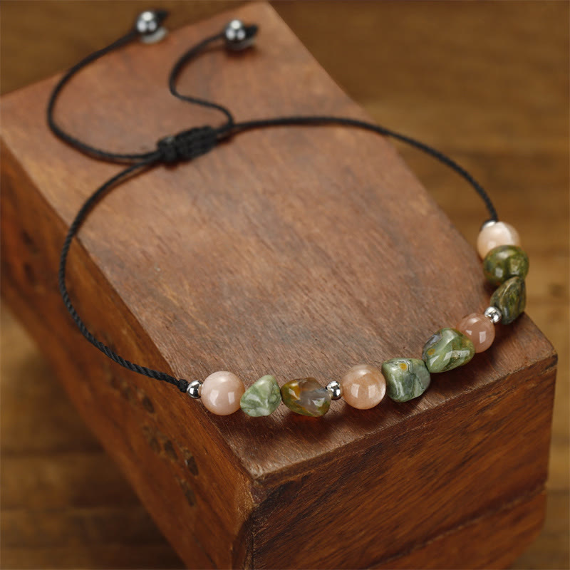 14–24 cm großes Armband aus Rhyolith-Sonnenstein mit positiver Energie
