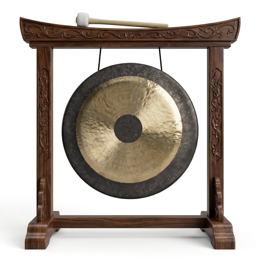 14" Chau Gong auf gebogenem Gongständer aus Palisander mit Schlägel 