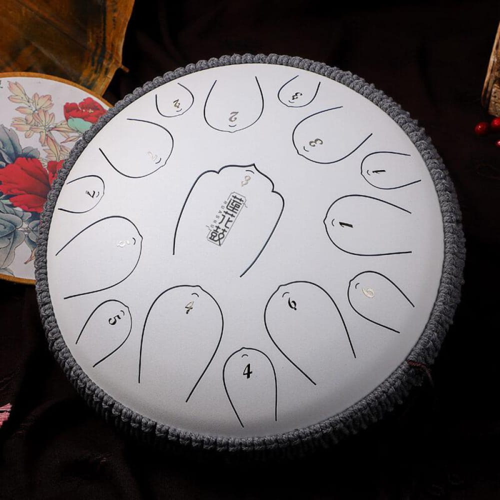 14-Inch Carbon Steel Tongue Drum 15-Note D Key Instrument - Steel Tongue Drum - On sale