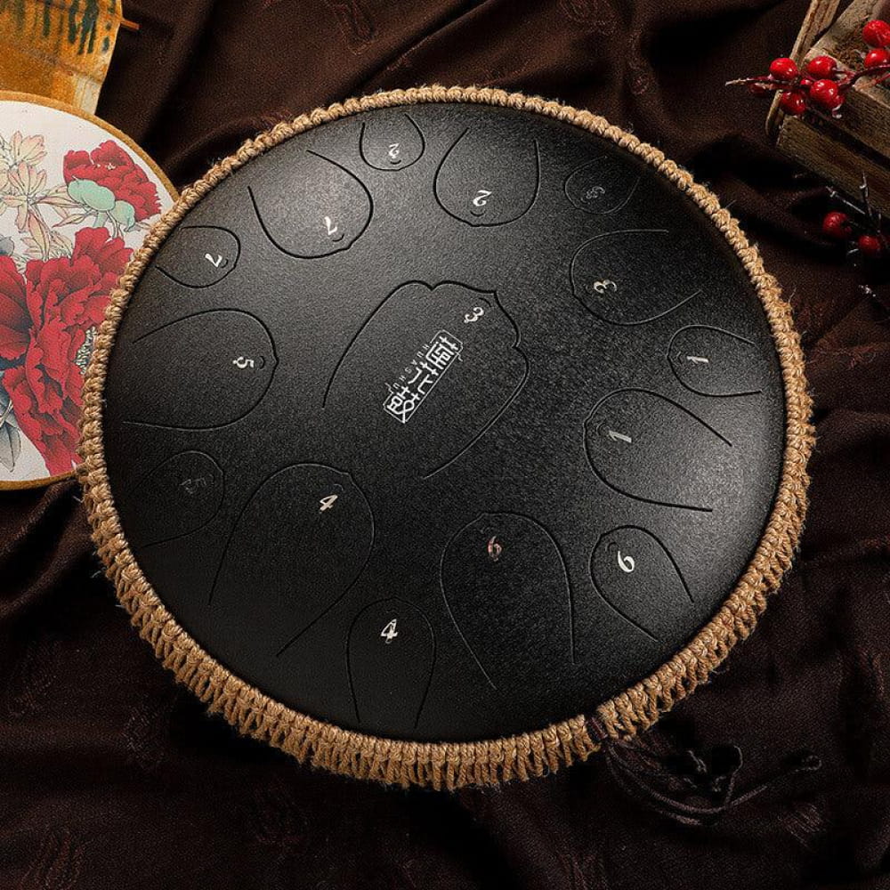 14-Inch Carbon Steel Tongue Drum 15-Note D Key Instrument - Steel Tongue Drum - On sale