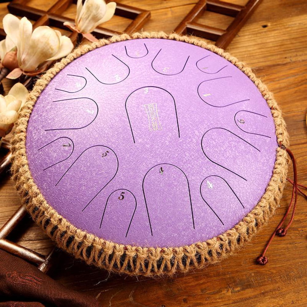 14’ Titanium Steel Tongue Drum 15 Notes in D & C Major - 14 Inches/15 Notes (D Major) / Lavender