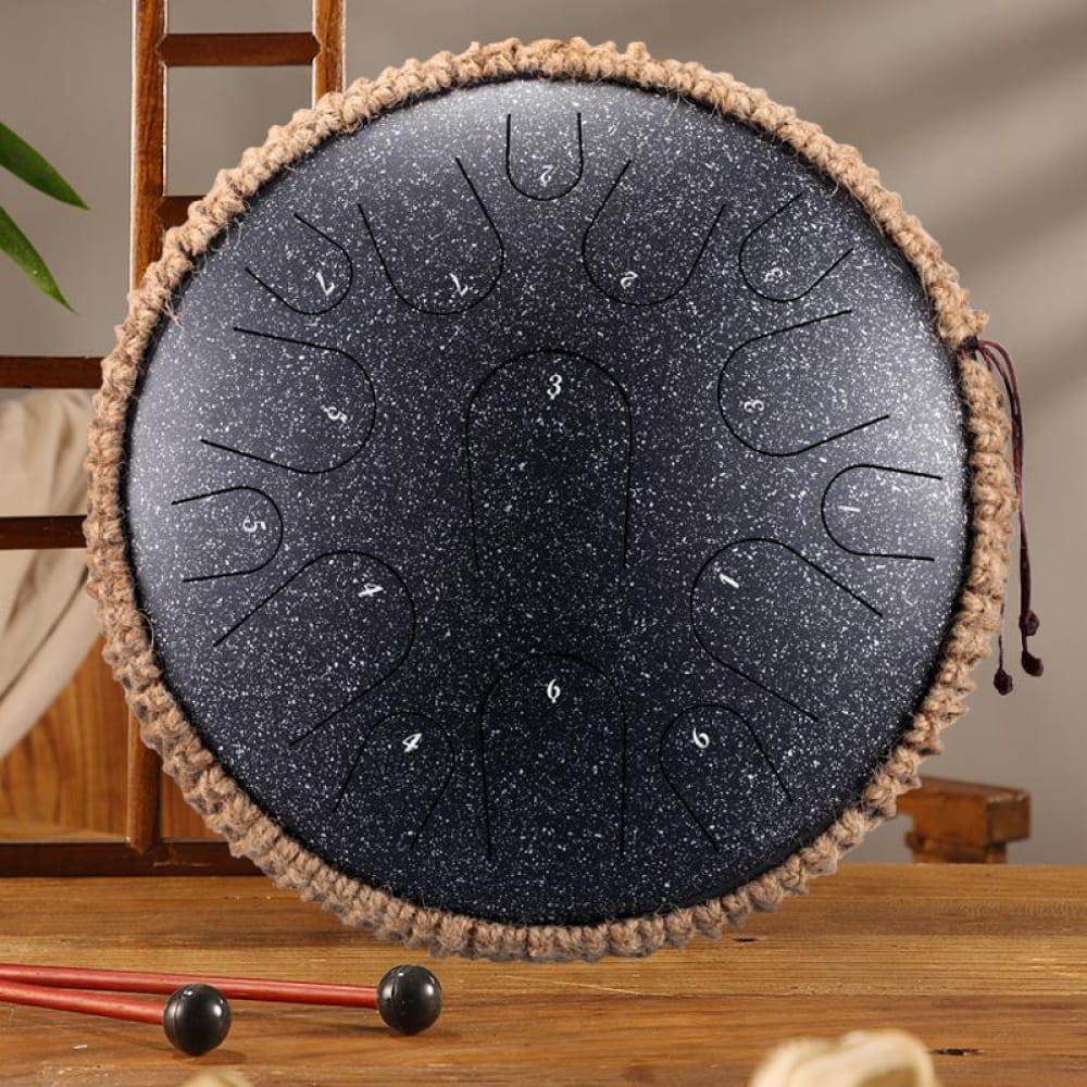 14’ Titanium Steel Tongue Drum 15 Notes in D & C Major - 14 Inches/15 Notes (D Major) / Spotted