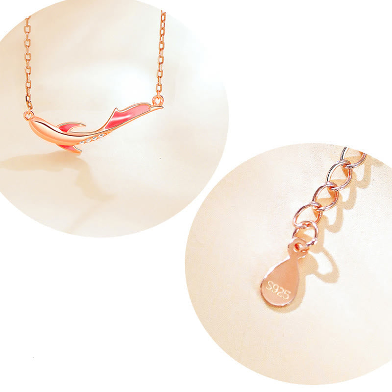 925 Sterling Silver Koi Fish Necklace for Luck Prosperity