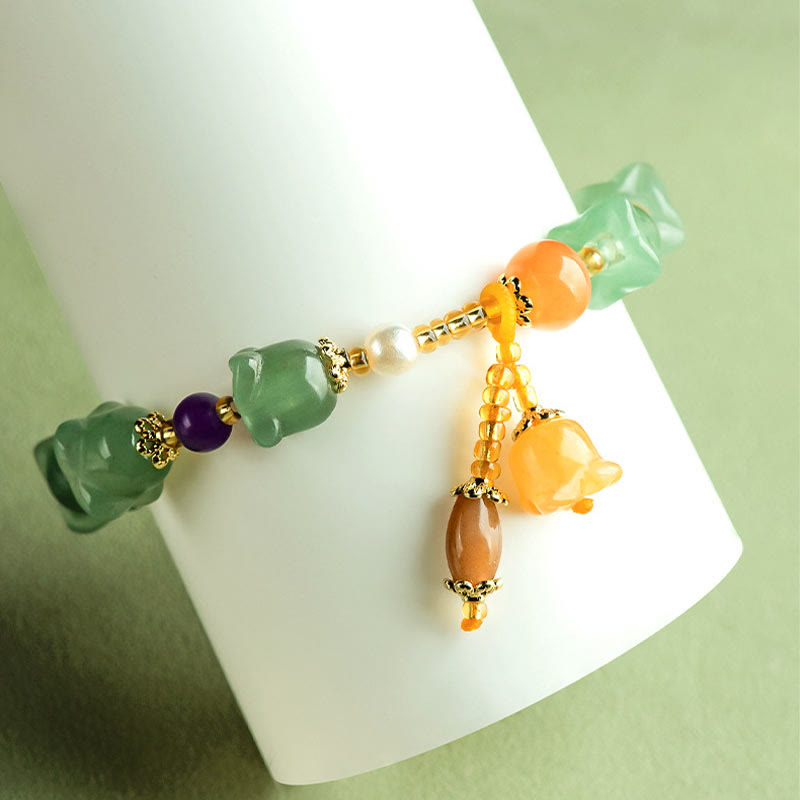 Green Aventurine Magnolia Flower Luck Bracelet