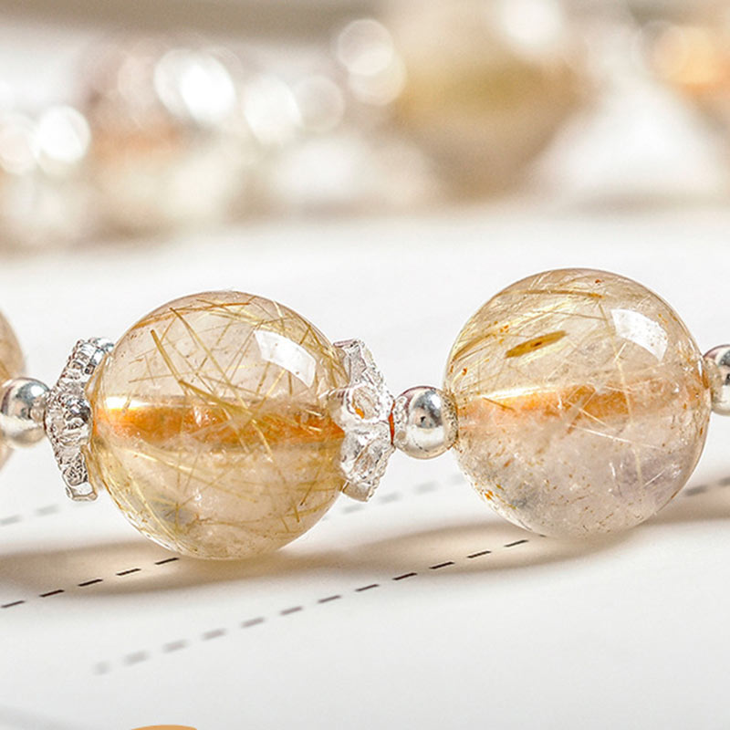9mm Citrine Bracelet with Moon Star Charm for Happiness