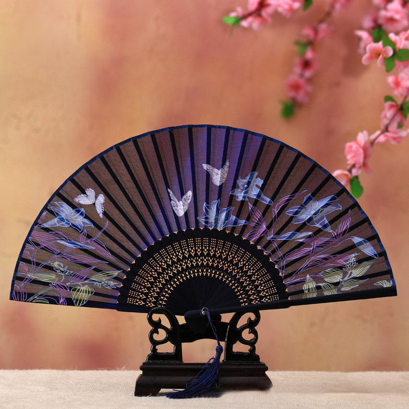 21cm Bamboo Hand Fan | Cherry Blossom Butterfly Design