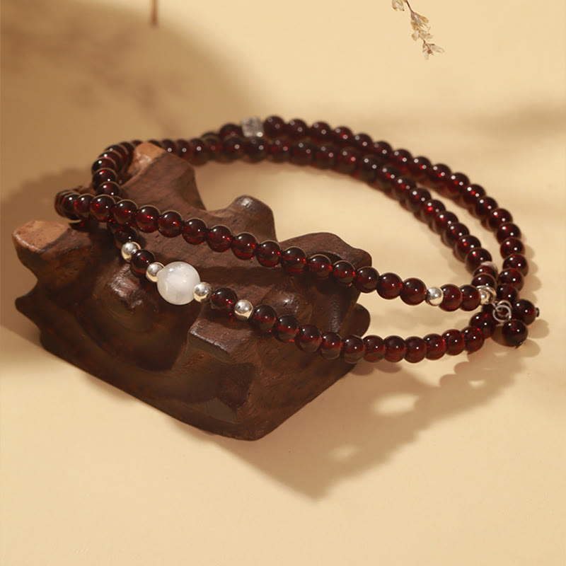 14 cm großes Schutzarmband aus Granat und 925er Sterlingsilber