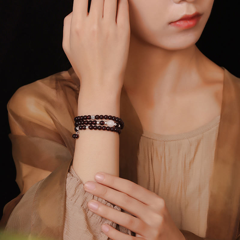 14 cm großes Schutzarmband aus Granat und 925er Sterlingsilber